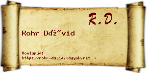 Rohr Dávid névjegykártya